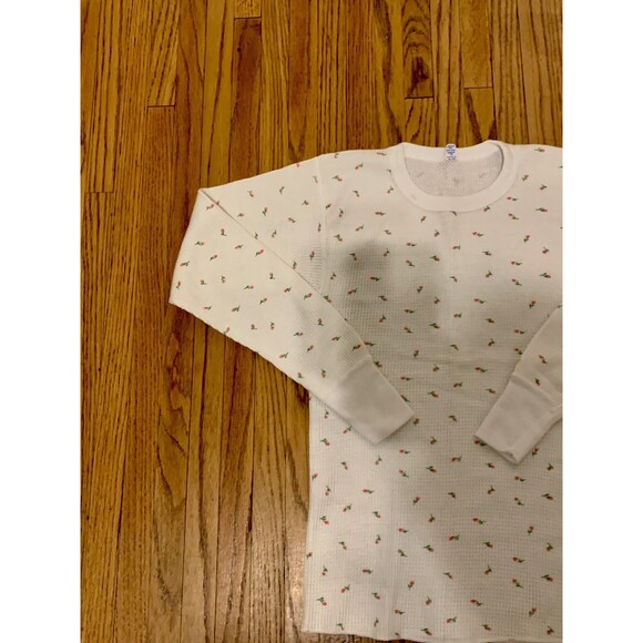 VTG 60s Lady Arctex S Rose Floral Thermal Long John Shirt Pants SET Waffle Under - Picture 4 of 11